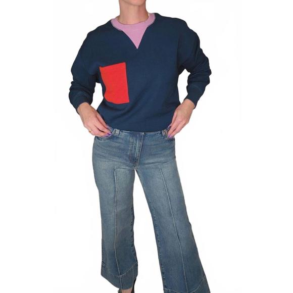 NEW FRNCH isadora sweater shirt in navy blue - Picture 1 of 6